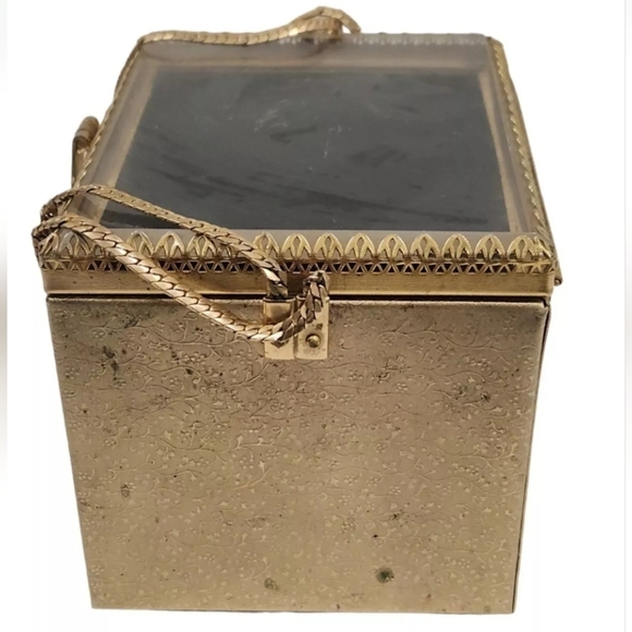RARE Tyrolean NY Vintage 50's Golden Box Hand Purse - Picture 8 of 9